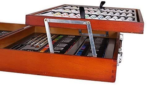 Image of Mont Marte 174-Piece Deluxe Art Set, Art Supplies for Painting and Drawing, Art Kit in Wood Box Includes Acrylic, Oil, Watercolor Paints, Oil Pastels, Color Pencils