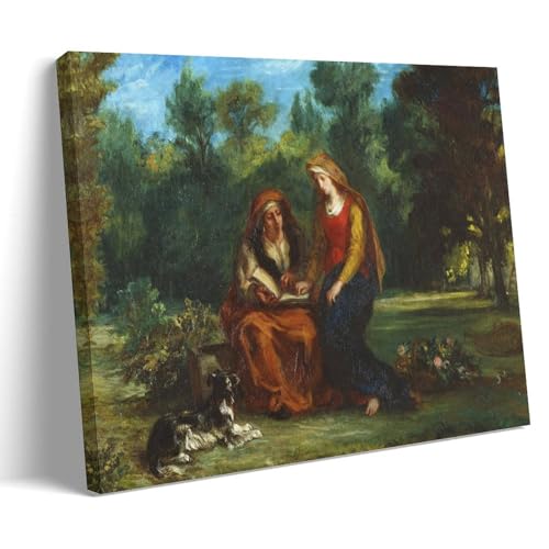 Toile haute définition Éducation de la Vierge Delacroix encadrée 40x60