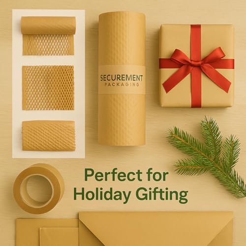 Image of SECUREMENT Honeycomb paper bubble wrap roll | Paper Bubble Wrap Roll for Packing, Shipping, Moving | Ecofriendly Paper Bubble Wrap | Expandable (12 inch x 10 Metre) - 6 Rolls