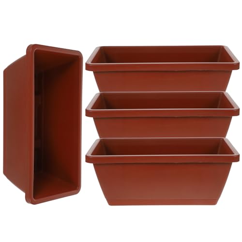 Pots de fleurs rectangulaires plastique solide Veemoon avec soucoupes intégrées - 2