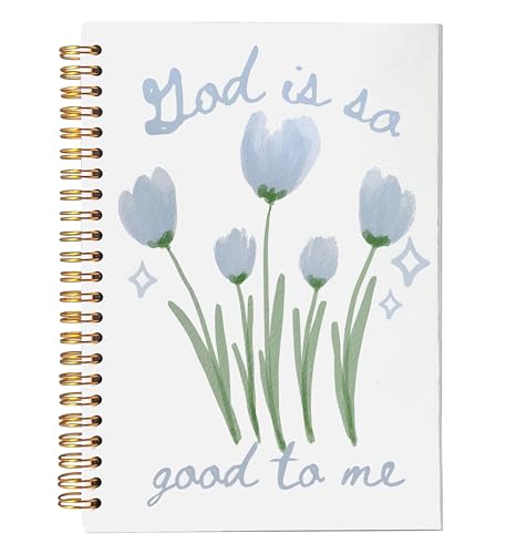 Carnet chrétien à spirale bleu tulipe 14x21 cm pour femme