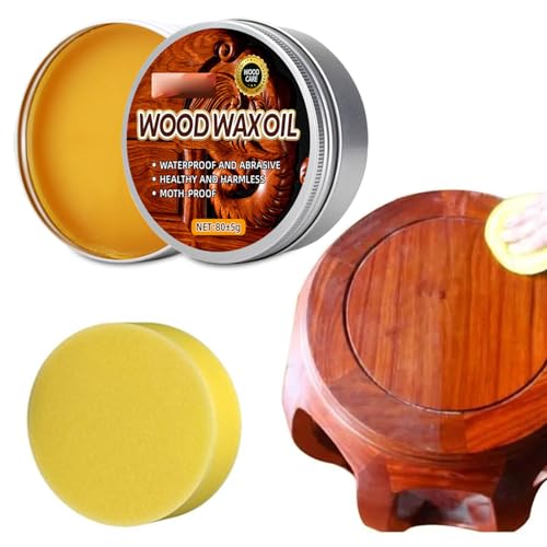 Cera de Abeja para Muebles,Cera de Abejas para Madera,Cera de Abejas Natural para Cuidado de Muebles de Madera,Pulidor de Madera de Cera de Abeja,Cuidado de Muebles de Cera de Abeja,con Esponja