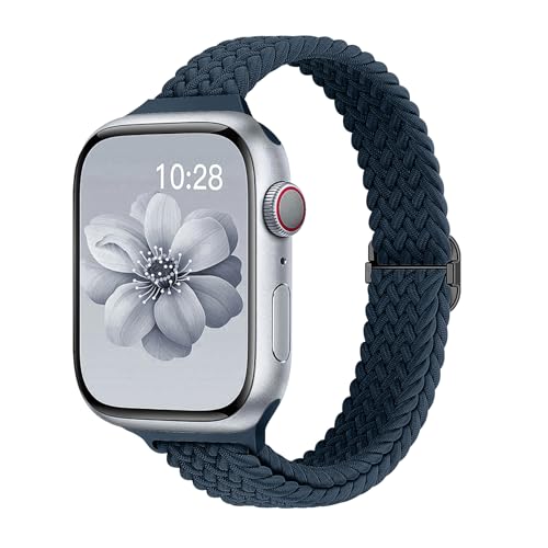 Image of Slim Braided Bands for Apple Watch Band 40mm 41mm 42mm 38mm 46mm 44mm 45mm 49mm Women,Stretchy Solo Loop Nylon Elastic Thin Narrow Skinny Strap for iWatch Ultra 3 SE 3 Series 11 10 9 8 7 6 5 4 3 2 1