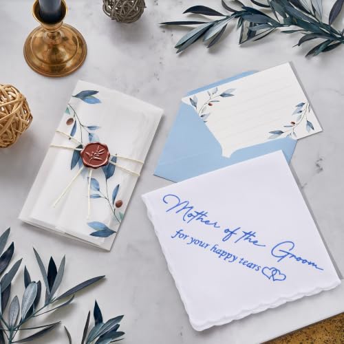 Image of Wedding Handkerchief, Something Blue for Bride, Mother of the Bride Gift