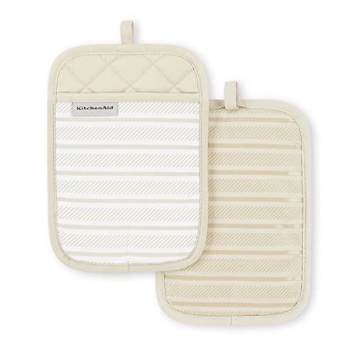 KitchenAid Albany Pot Holder 2-Pack Set, Milkshake Tan, 7"x10"
