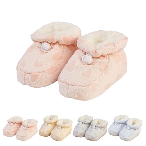 Warm Fur Baby Boots, Baby Plush Cotton Toddler Shoes, Cozy Fleece Baby Booties, Soft Sole Warm Booties (Pink,10.5cm/5-8 Months)