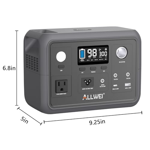 Portable Power Station 300W (Peak 600W), ALLWEI 256Wh Solar Generator with 60W USB-C PD Output, 110V Pure Sine Wave AC Outlet Backup LiFePO4 Battery for Outdoors Camping Travel Home Blackout 3 AI VOLT Generator Website 41ovn+4FvWL. SL500 AI VOLT Generator Website