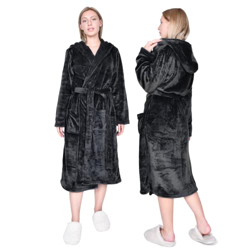 Image of Artfasion Womens Long Fleece Robe - Warm Soft Floor Length Flannel Bathrobes for Winter Thicker Long House Coat with Pockets