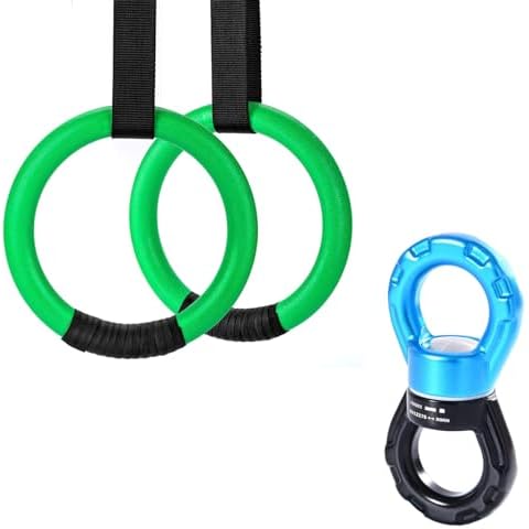 PACEARTH Swing Swivel 35KN Breaking Strength 360° Rotator Safety Rotational Device, Gymnastic Rings 1100lbs Capacity with 14.76ft Adjustable Buckle Straps Cover
