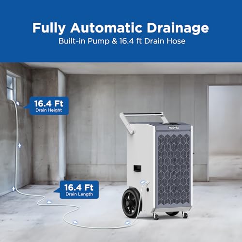 260 Pints Commercial Dehumidifier with Pump and Drain Hose for Basements, Heavy Duty Commercial Grade Dehumidifiers for Large Spaces, Warehouse, Industry Water Damage Unit, Auto Defrost