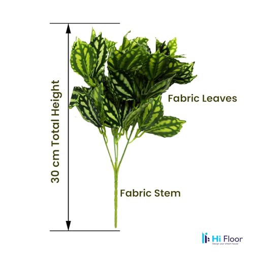 Image of Enhance Your Space with Artificial Leaf Decor Foliage for Stunning Interiors Decorative Items for Home;Office; Room; Living Room; Table; (Without Vase) (Pack of 1, Variegated-Hosta)