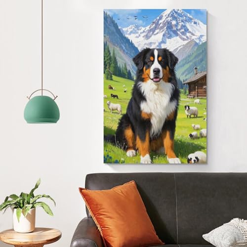 Poster de lienzo de perro bernes decoracion afectiva para sala de estar 4