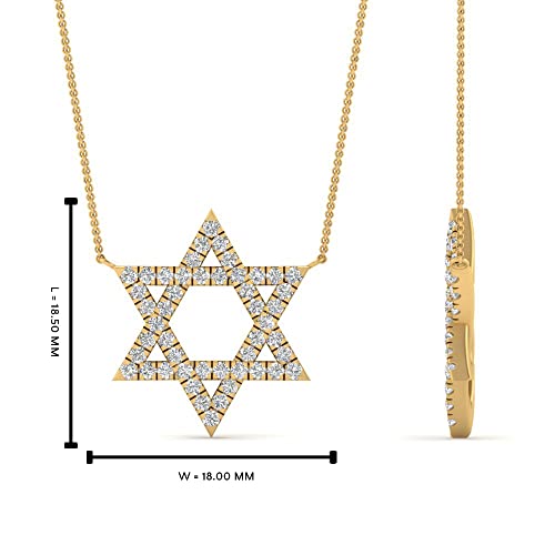 1/3 Carat 14K Gold/Silver Lab Grown Round Cut Diamond Star of David Pendant For Her Very Good Cut Lab Created Diamond Delicate Necklace With 18" Chain (F-H, SI1-SI2, 0.35 c.t.w)2