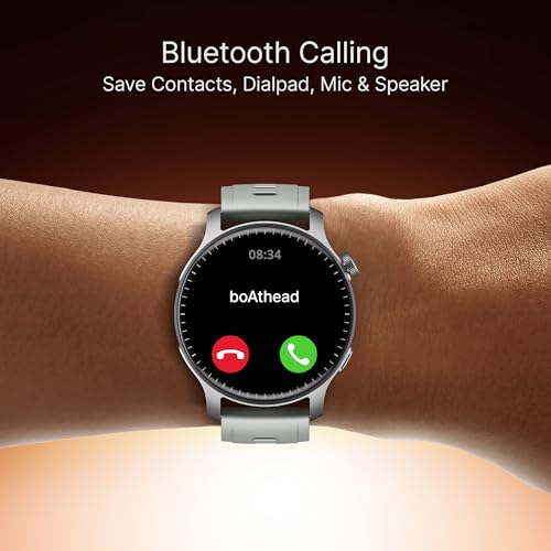 Image of Boat Ultima Prime smartwatch with 1.43 inch AMOLED Display, AOD, Personalized Fitness Nudges, Functional Crown,100+ Sports Modes, Create Your Own Watchface, smartwatch for Man and Woman (Silver Mist)