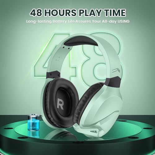 Image of Wireless Gaming Headset with Noise Canceling Microphone for PS5, PC, PS4, 2.4G /Bluetooth Gaming Headphones with USB and Type-c Connector, Wired Mode for Controller (Green)