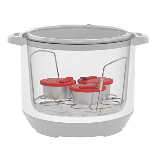 Instant Pot Official Stainless Steel Baking Cups with Silicone Lids, Set of 3, Red
