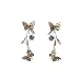 Antique Gold Butterfly Front To Back 2 In 1 Double Sided Long Drop Earrings