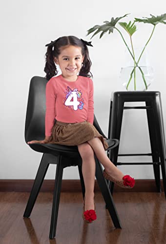 Image of Unicorn 4th Birthday Shirts for Toddler Girls Outfit 4 Year Old Fourth Four Shirt