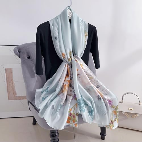 Image of MALINA Women's Polyester Silk Satin Stole Scarf - Soft Lightweight Fashion Wrap, Elegant Floral & Gradient Design, summer stole,Scarf For Women,Premium Stole,Large Size 180x90 cm'