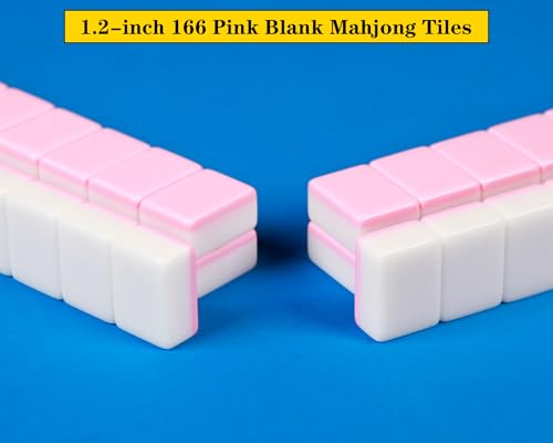 166 Fichas Mahjong en Blanco Rosa 1.2 pulgadas miniatura 5