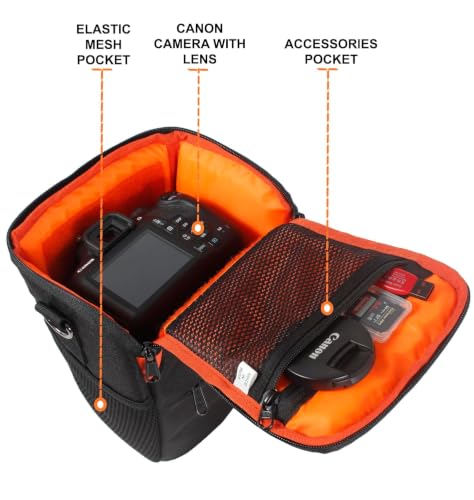 Image of D2 DSLR Camera Bag, Camera Case with Adjustable Shoulder Strap, Compatible for Nikon, Canon, Sony Cameras - Waterproof - Anti Shock (Orange)