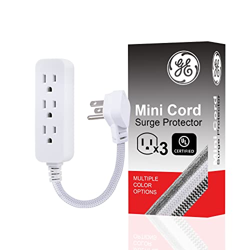 Ge Home Electrical Pro Mini 3-Outlet Power Strip, 6 Inch Designer Braided Extension Cord, Grounded, Flat Plug, Warranty, Ul Listed, White/Gray, 45190 #TOP5
