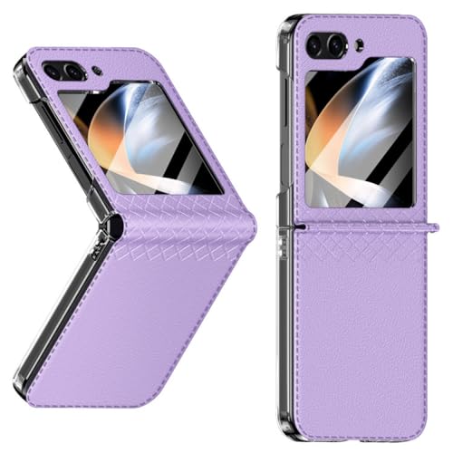 Protection charnière antichoc pour Galaxy Z Flip 5 coque luxe en cuir violet