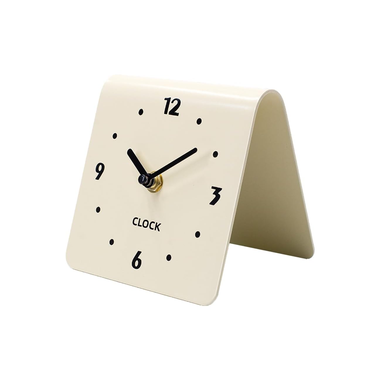 Beige Silent Analog Mini Desk Clock