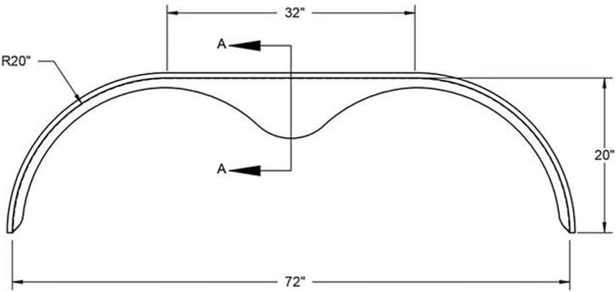 Generic 72x4 Smooth Aluminum Tandem Axle Teardrop Fenders - Flare - One Piece, Silver, 72X4AL