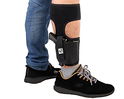 GVN Ankle Holster for Concealed Carry | Non-Slip with Holster Fits Glock 42, 43, 36, 26, Smith and Wesson Body guard .380, .38, Ruger LCP, LC9 (Black)