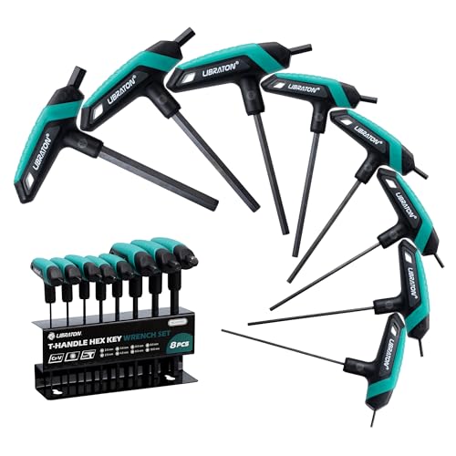 LIBRATON T-Griff Schlüssel-Satz Metrisch T Griff Schraubendreher Set 2 0 mm-10 mm T-GrifInnensechskant Stiftschlüssel mit Quergriffen Auto-Fahrrad-Reparaturwerkzeug 8tlg mit Aufbewahrungsregal
