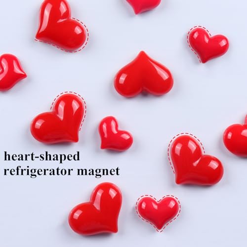 Imanes decorativos pequeños en forma de corazón rojo, pack de 8 miniatura 5