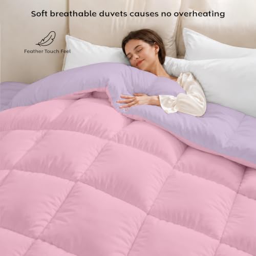 Image of AYKA Reversible Comforter 220 GSM Microfiber Reversible AC Comforter /Blanket for Winter /Quilt /Dohar /Duvets for King Size Blanket /Comforter Double Bed (Mauve & Cameo, 90 * 100)