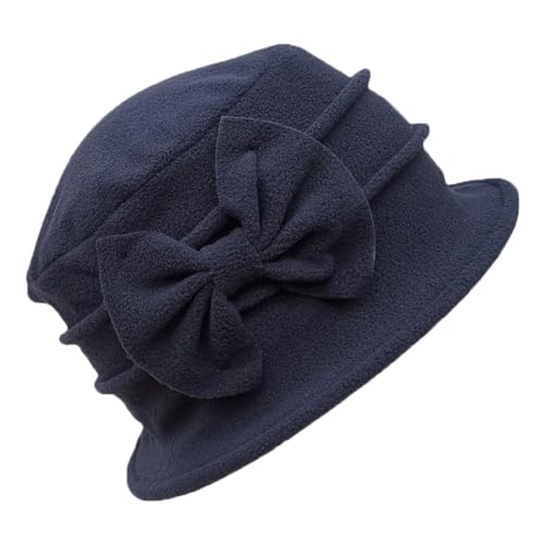 TMTGTS Bowler Hut 1 Stück Damen Glockenhut mit Schleife Klassisch KirchenhutVintage Eimer Hut Stil der 1920er Jahre Filzmütze Elegant Fischerhüte Winter Kuppel Glockenhut...