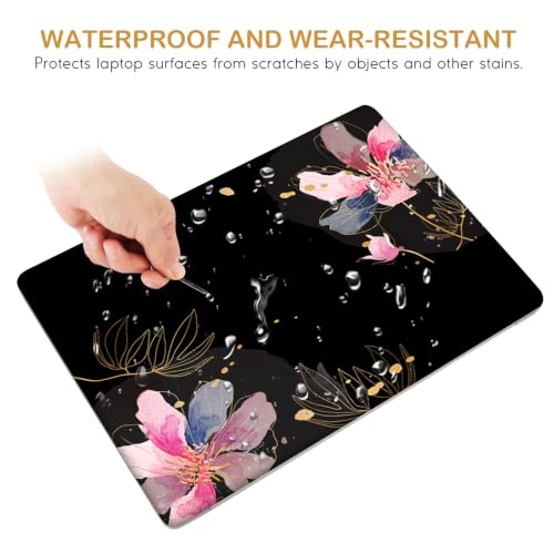 Image of DINKY Laptop Skin Sticker Decal 15.6 inch 15.4 inch 12 inch 13 inch 13.3 inch 14 inch 15 inch Laptop Universal Vinyl Skin Stickers Cover Art Decal Notebook PC Personalized Protector, Black Painted Flower