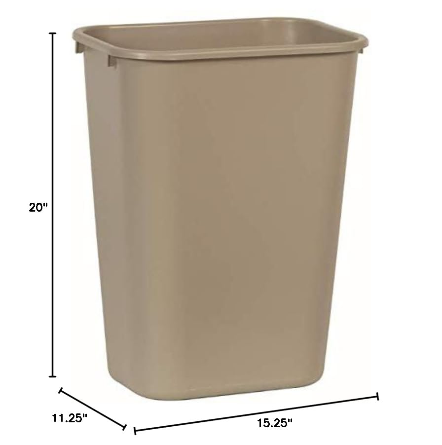 Image of Rubbermaid Commercial Products Deskside Wastebasket /Trash Can, 10.25-Gallon /41-Quart, Beige, Plastic, Garbage Can for Home /Office, Fits Under Desk /Sink /Cabinet, Pack of 12