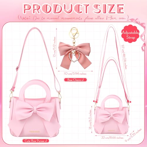Abbylike Cute Purses for Women Leather Crossbody Bow Handbags Tote Shoulder bag with Bowknot3