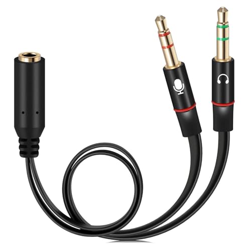 Image of STRIFF TwinAudio 3.5mm Headphone Splitter for Computer 2 Male to 1 Female | Gold-Plated TRRS Audio Adapter | Supports Mic + Audio | Universal AUX Splitter for Mobile, Laptop, Tablet & PC - Black