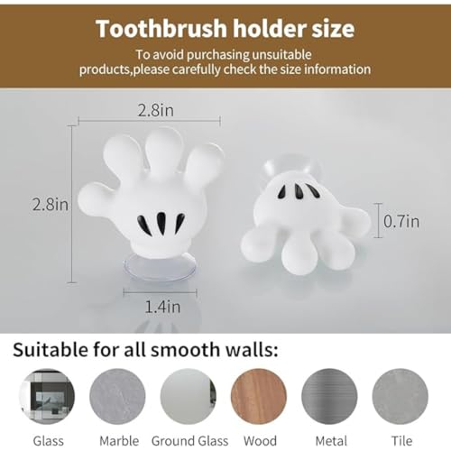 Image of TASMAX Cute Tooth Brush Holder Bathroom Brush Stand self Adhesive wall Mounted Toothbrush Holder Multi-Function Mouse Bathroom Decor Toothbrush Stand Key Holder Plug Holder Pack 2