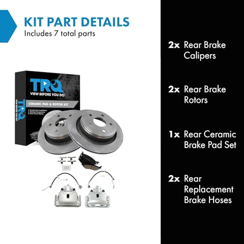Image of TRQ Rear Brake Pad & Rotor Kit Ceramic Compatible with 2009-2010 Dodge Ram 1500