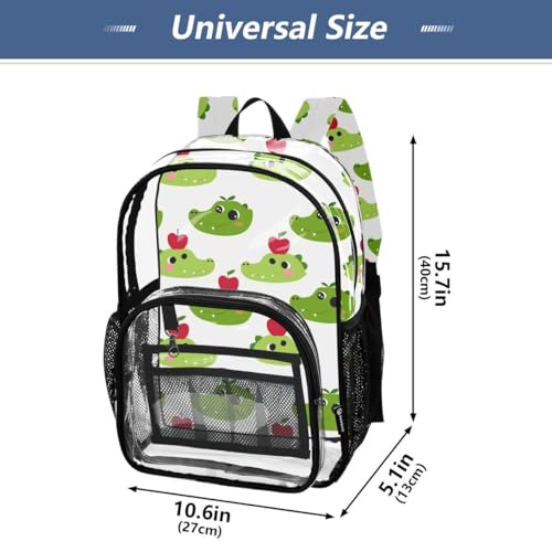 ALAZA Cute Hipster Crocodile Clear Backpack PVC Transparent Bookbag Heavy Duty for Student Boy Girl Kids Adult School Travel Work4