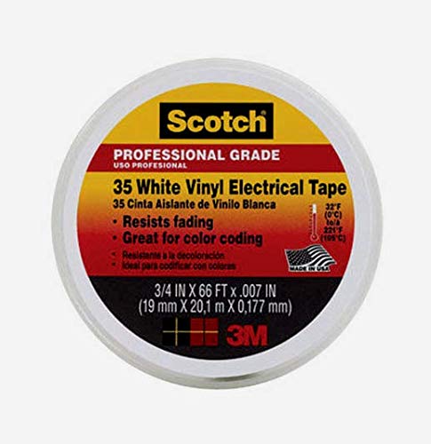 Scotch 35 WHITE Vinyl ELECTRICAL TAPE Professional 3 4" W x 66 ft. L 10828-DL-2W