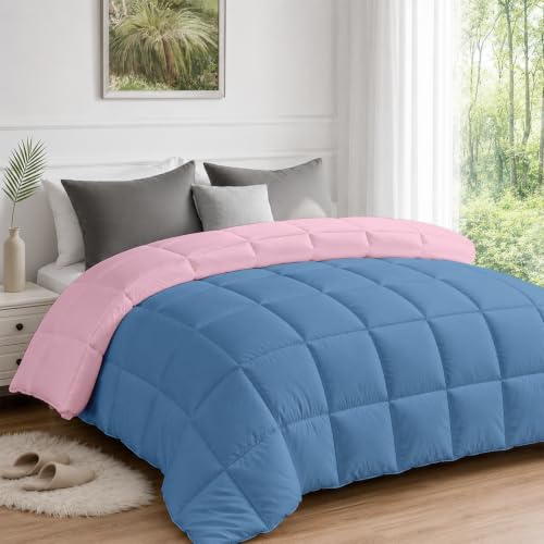 Image of AYKA Reversible Comforter 220 GSM Microfiber Reversible AC Comforter /Blanket for Winter /Quilt /Dohar /Duvets for King Size Blanket /Comforter Double Bed (Cameo & MedBlue, 60 * 90 inch)