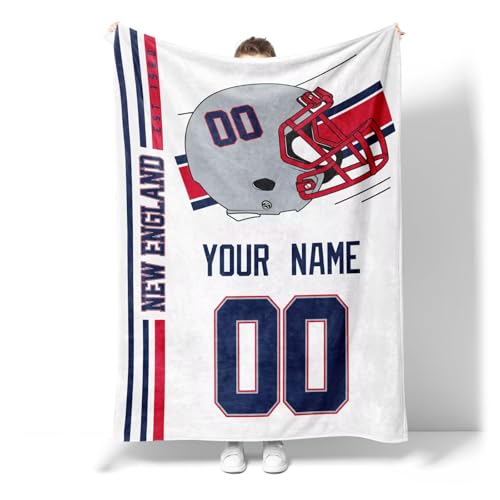 Image of New England Throw Blanket Custom Name and Number Personalized Gifts for Men and Women