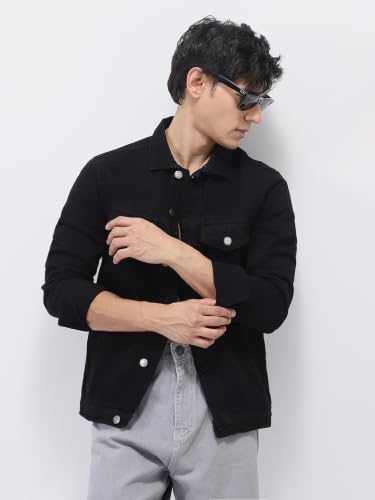 Image of Urbano Fashion Men's Regular Fit Washed Full Sleeve Denim Jacket
