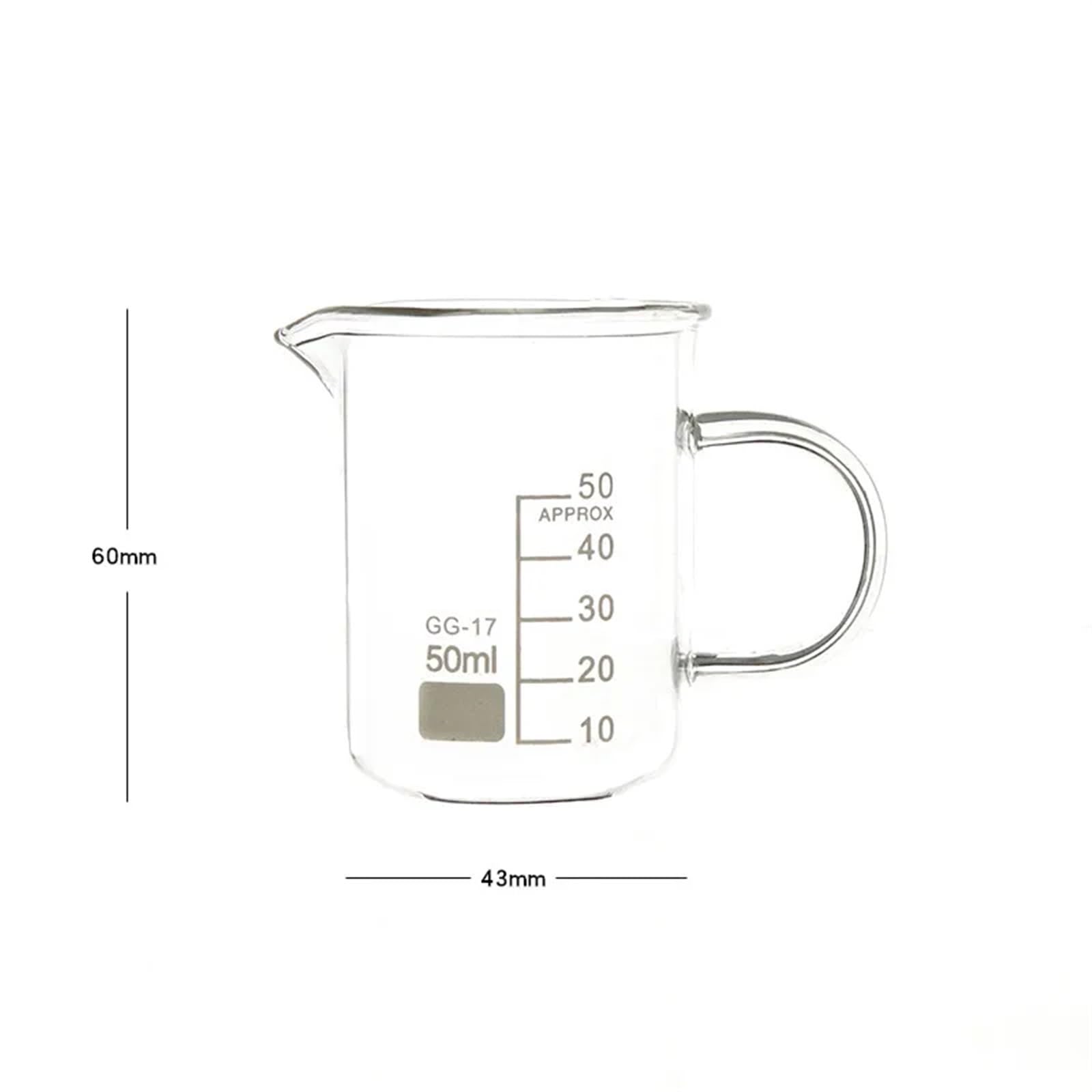 Becher con Manico in Vetro borosilicato, misurino, becher con beccuccio versatore 50-800 ml (100 ml x 2 Pezzi)