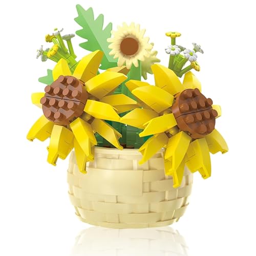 Image of Sunflower Flowers Building Blocks for Lego Flower, Building Blocks for Desk and Stand Decor,Creative Project for Desk and Flower Stand Decor