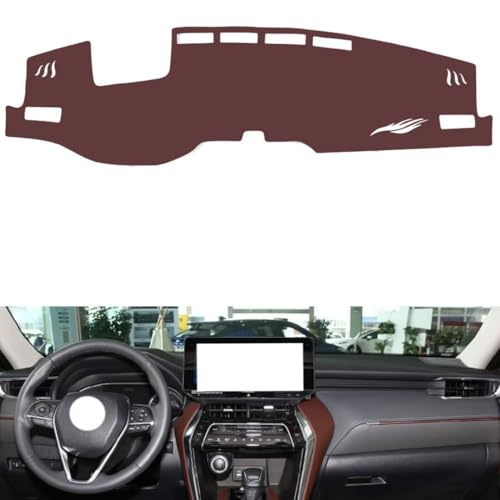 Anti-Slip Sun-Proof Dashboard Cover Compatible with Toyota Venza （HUD） 2021-2024, Premium Leather (Brown)