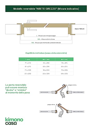 PORTA ABETE GREZZO BATTENTE REVERSIBILE 200 x 70