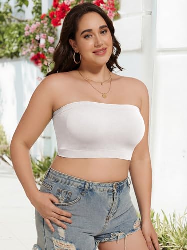 Image of HESTYA 3 Pack Women's Strapless Bandeau Bra Seamless Bralette Soft Stretchy Non-Padded Wireless Tube Top Bras